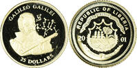 Liberia 25 Dollars Münze, Galileo Galilei, American Mint, STGL, Gold -