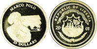 Liberia 25 Dollars Münze, Marco Polo, American Mint, STGL, Gold -