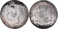 Spanien 5 Pesetas Münze, Alfonso XIII, Madrid, S+, Silber, KM:707 -