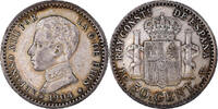 Spanien 50 Centimos Münze, Alfonso XIII, Madrid, SS, Silber -