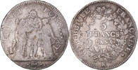 Frankreich 5 Francs Münze, Union et Force, Bordeaux, S, Silber -