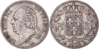 Frankreich 5 Francs Münze, Louis XVIII, Bayonne, S+, Silber, KM:711.8 -