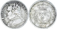 Frankreich 5 Francs Münze, Louis XVIII, Toulouse, S+, Silber -