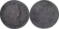 Frankreich Liard au buste âgé hybride Louis XIV, Montpellier, Kupfer, SS -