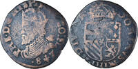 Spanische Niederlande Liard Münze, Philippe II, Bruges, S+, Kupfer -
