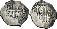 Spanien 2 Reales Münze, Ferdinand VI, Potosi, COB, SS, Silber -