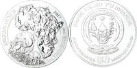 Ruanda 50 amafaranga, 1 Oz Münze, Hippopotame, BE, STGL, Silber -
