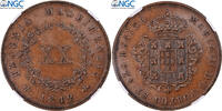 Madeira 20 Reis MADEIRA ISLANDS, Maria II, Lisbon, Kupfer, NGC, KM:3 -
