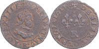 Frankreich Denier Tournois Münze, Louis XIII, Villeneuve-lès-Avignon -