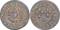Frankreich Denier Tournois Münze, Louis XIII, Lyon, SS, Kupfer -