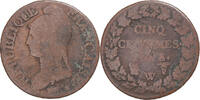 Frankreich 5 Centimes Münze, Dupré, Lille, S, Kupfer, Gadoury:126a -
