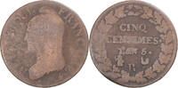 Frankreich 5 Centimes Münze, Dupré, Orléans, SGE+, Kupfer -