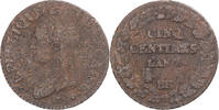 Frankreich 5 Centimes Münze, Dupré, Strasbourg, S, Kupfer, Gadoury:126 -