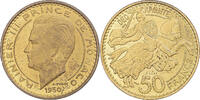 Monaco 50 Francs Münze, Rainier III, Paris, ESSAI, SS+ -