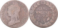 Frankreich 5 Centimes Münze, Dupré, Metz, S, Kupfer, Gadoury:126a -