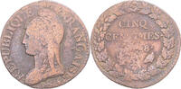 Frankreich 5 Centimes Münze, Dupré, S, Kupfer, Gadoury:126a -