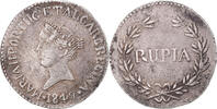 Portuguese India Rupia Münze, INDIA-PORTUGUESE, Maria II, Goa, SS, Silber, KM:273 -