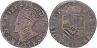 Spanische Niederlande Liard Münze, Philip II, Maastricht, S+, Kupfer -
