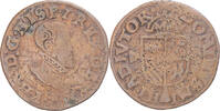 Spanische Niederlande Double Courte Münze, Philip II, Maastricht, S+, Kupfer -
