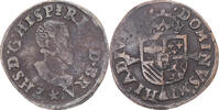 Spanische Niederlande Double Courte Münze, Philip II, Maastricht, S+, Kupfer -