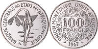 West African States 100 Francs Münze, Paris, ESSAI, STGL, Nickel, KM:E4 -