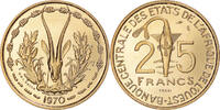 West African States 25 Francs Münze, Paris, ESSAI, STGL -
