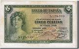 Spanien 5 Pesetas Geldschein, VZ+ -