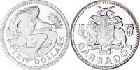 Barbados 10 Dollars Münze, Neptune, Franklin Mint, Proof, STGL, Silber -
