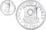 Philippinen 25 Piso Münze, The New Society, STGL, Silber, KM:211 -