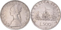 Italien 500 Lire Münze, Rome, SS+, Silber, KM:98 -