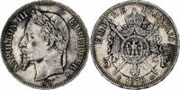 Frankreich 5 Francs Napoleon III, Strasbourg, Silber, SS, Gadoury:739 -