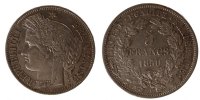 Frankreich 5 Francs Münze, Cérès, Paris, SS+, Silber, Gadoury:719 -