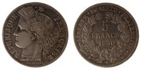 Frankreich 5 Francs Münze, Cérès, Strasbourg, SS, Silber, Gadoury:719 -
