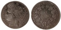 Frankreich 5 Francs Münze, Cérès, Bordeaux, S, Silber, Gadoury:719 -