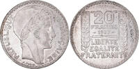 Frankreich 20 Francs Münze, Turin, Paris, SS+, Silber, KM:879 -
