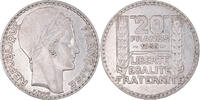 Frankreich 20 Francs Münze, Turin, Paris, VZ+, Silber, KM:879 -