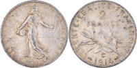 Frankreich 2 Francs 1914 C Münze, Semeuse, Castelsarrasin, VZ, Silber