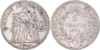 Frankreich 5 Francs Münze, Hercule, Paris, SS, Silber, KM:820.1 -