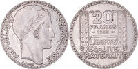 Frankreich 20 Francs Münze, Turin, Paris, Rameaux courts, SS+, Silber -