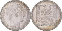 Frankreich 20 Francs Münze, Turin, Paris, Rameaux longs, SS+, Silber -