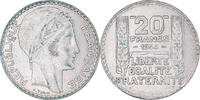 Frankreich 20 Francs Münze, Turin, Paris, SS+, Silber, KM:879 -