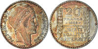 Frankreich 20 Francs 1938 Paris Münze, Turin, Paris, SS, Silber, KM:879