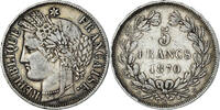 Frankreich 5 Francs Münze, Cérès, Bordeaux, S+, Silber, KM:818.2 -