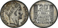 Frankreich 20 Francs Münze, Turin, Paris, VZ, Silber, KM:879 -