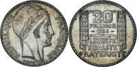 Frankreich 20 Francs Münze, Turin, Paris, VZ+, Silber, KM:879 -