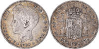 Spanien Peseta Münze, Alfonso XIII, S+, Silber, KM:706 -