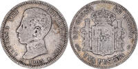 Spanien Peseta Münze, Alfonso XIII, Madrid, S+, Silber, KM:721 -