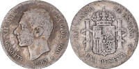 Spanien Peseta Münze, Alfonso XII, Madrid, S, Silber, KM:686 -