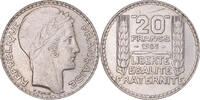 Frankreich 20 Francs Münze, Turin, Paris, VZ+, Silber, KM:879 -