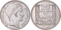 Frankreich 20 Francs Münze, Turin, Paris, VZ+, Silber, KM:879 -